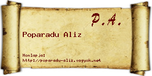 Poparadu Aliz névjegykártya